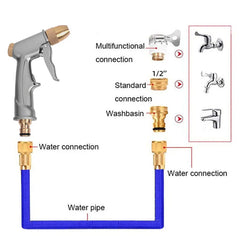 Expandable High Pressure Garden Water Hose w/ Double Metal Connector