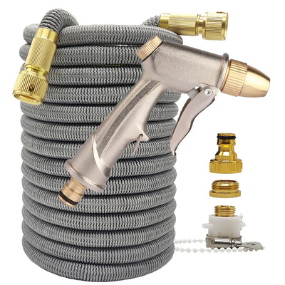 Expandable High Pressure Garden Water Hose w/ Double Metal Connector